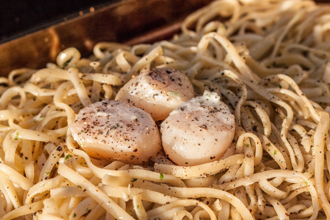 Pasta von der Plancha mit Kammmuscheln | Futterattacke.de