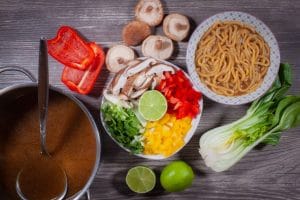 Gemüse für die Ramen Suppe