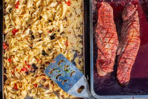 Pasta mit Schweinefilet vom Gasgrill