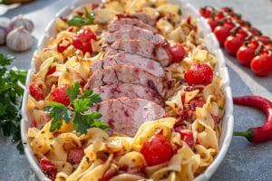 Schweinefilet auf Pasta