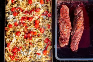 Pasta mit Schweinefilet vom Gasgrill