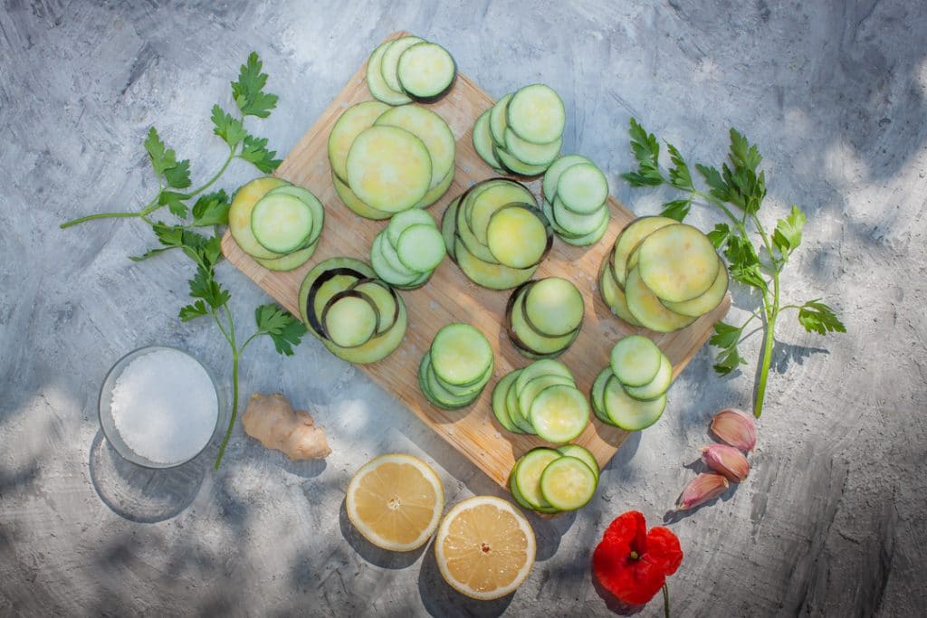 Zucchini und Aubergine